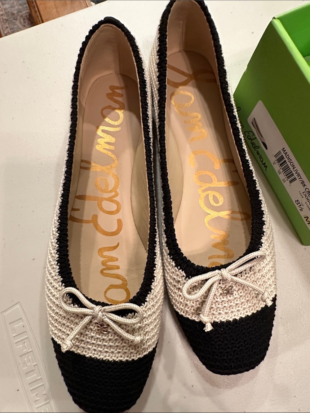 Sam Edelman Black and Ivory Madison Flats - Picture 2 of 5